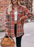 10- Women’s Caramel Plaid Oversized Flannel Button Down Shirt
