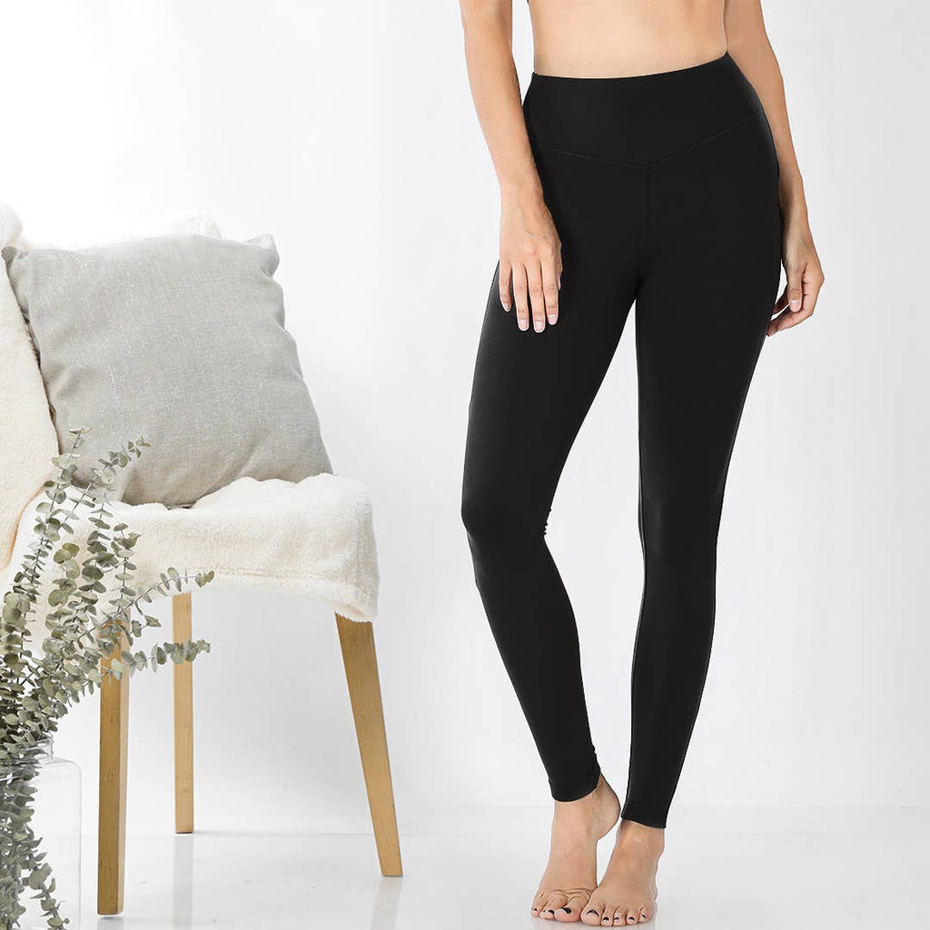 13-Microfiber Wide Waistband Leggings Zenana