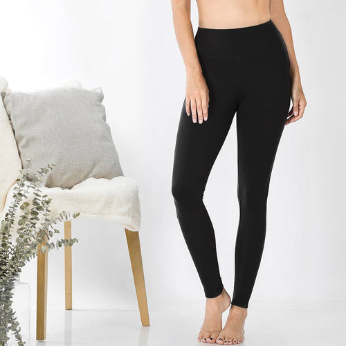 13-Microfiber Wide Waistband Leggings Zenana
