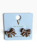 15 – Football Bow Stud- Brown