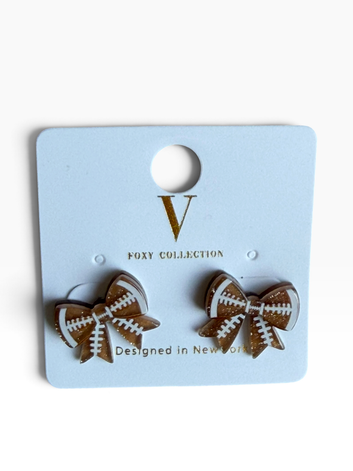 15 – Football Bow Stud- Brown