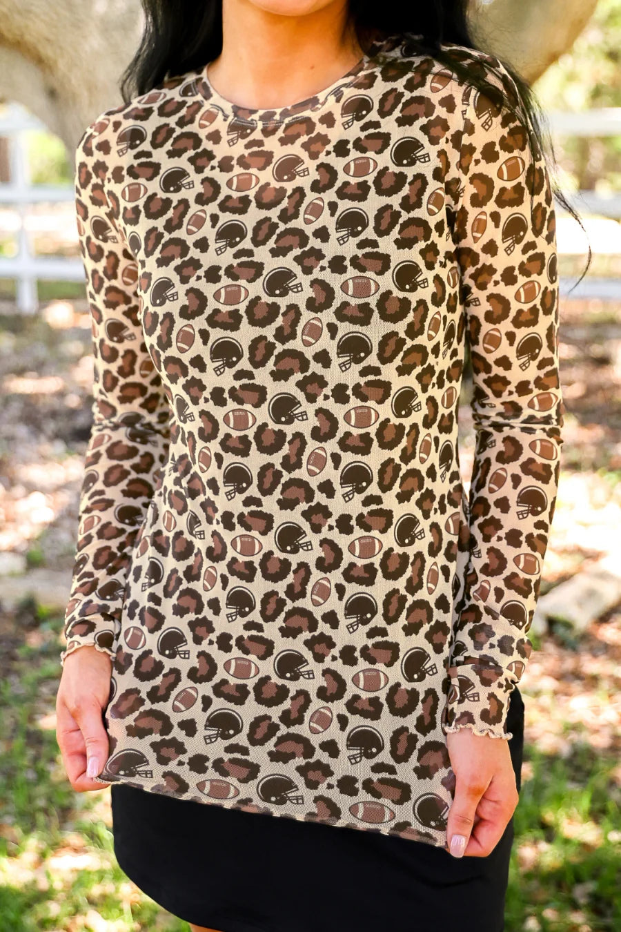 7-Game Day Leopard Mesh Top