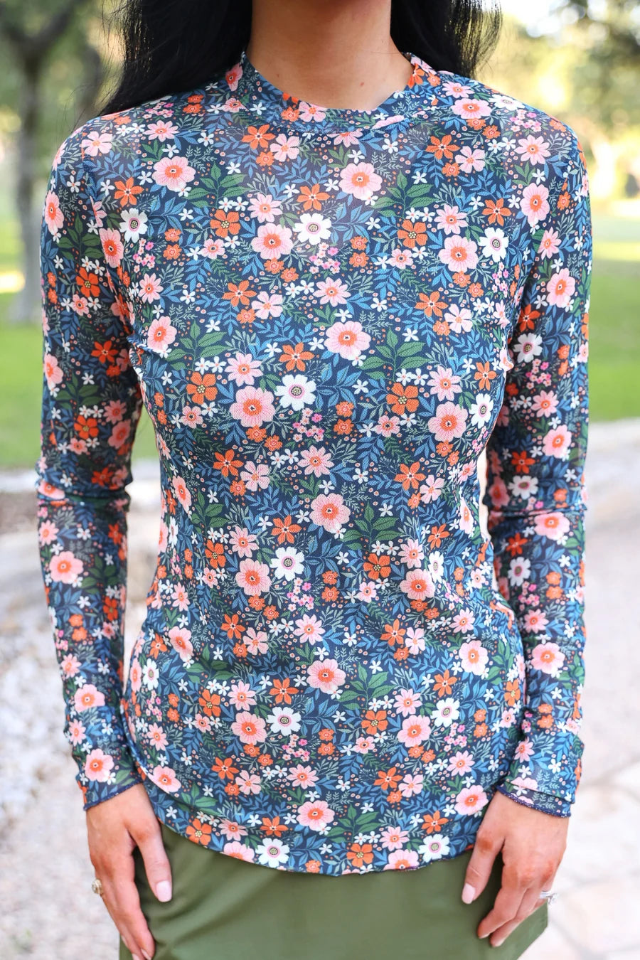 4-Floral Mesh Top