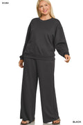 F - Plus scuba crewneck longsleeve pullover & pants set ROTP-4055X5