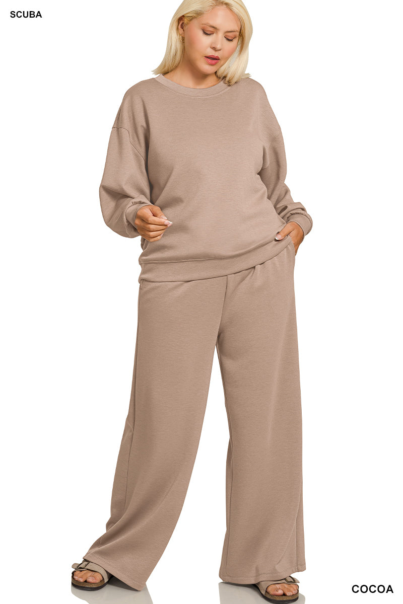 F - Plus scuba crewneck longsleeve pullover & pants set ROTP-4055X5