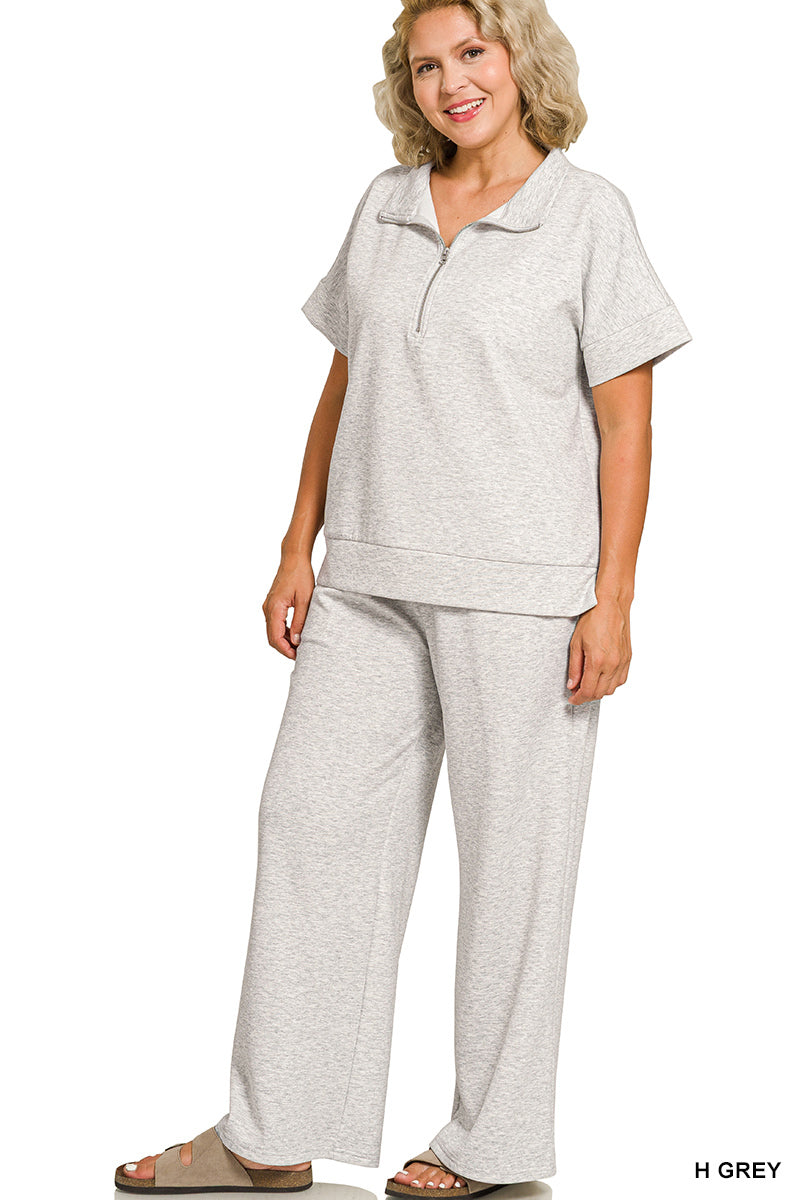 E- Plus scuba high neck half zip top & pants set  ROTP-4136X5