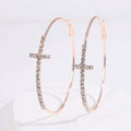 75 – Rhinestone Cross Hoops~Rose Gold