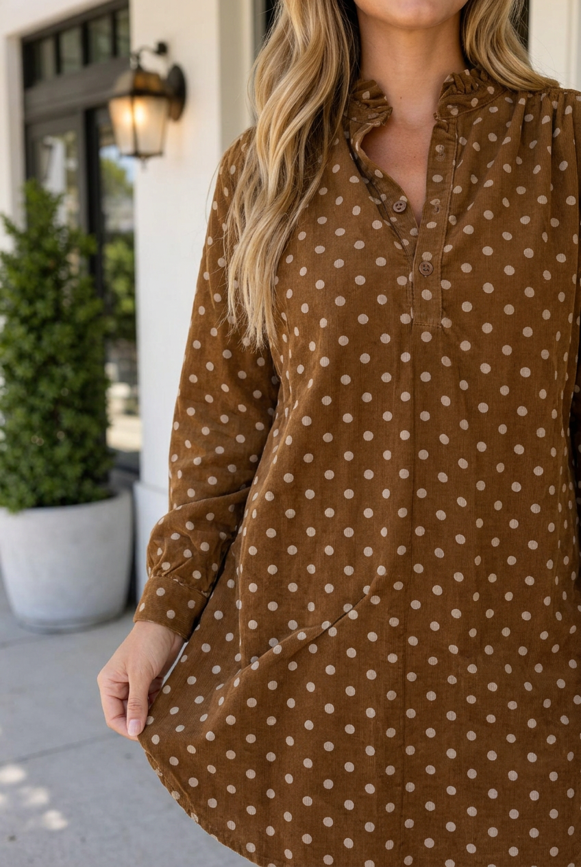 29-Polka Dot Long Sleeve Dress