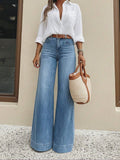 19- Washed High Waist Wide Leg Jeans Relaxed Fit